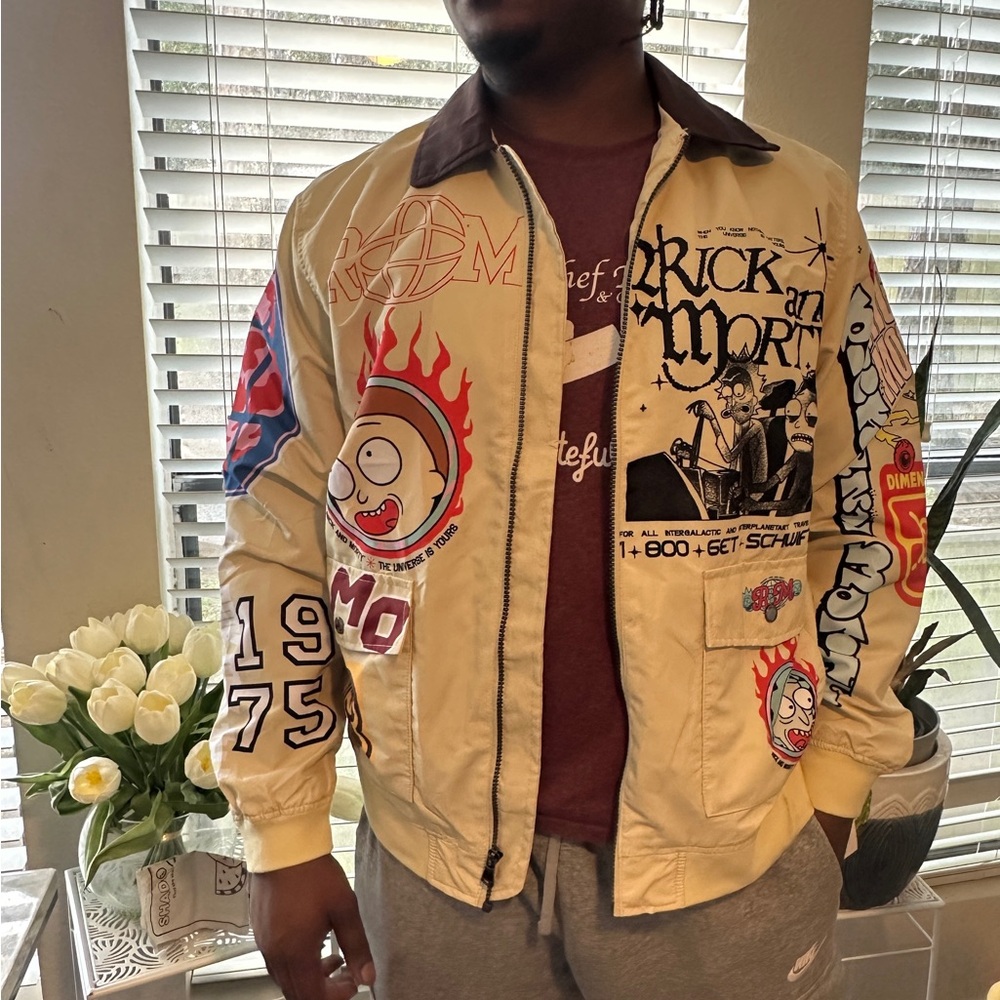 Members Only Cream Graphic Bomber Jacket